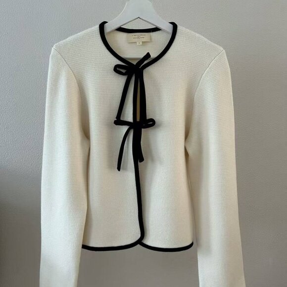 Sezane Susie Cardigan - Ecru with Black Details - Picture 4 of 10